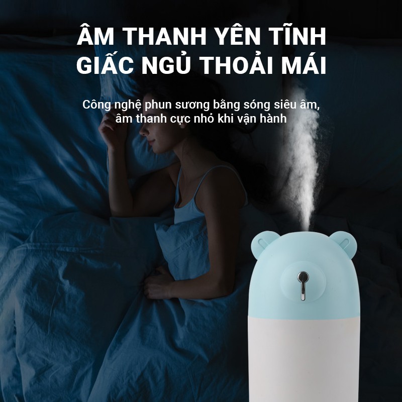 Máy tạo ẩm nhỏ gọn Cát Thái M3 giữ ẩm cho da âm thanh nhỏ yên tĩnh dung tích 280ml có đèn LED huyền ảo lượng sương lớn