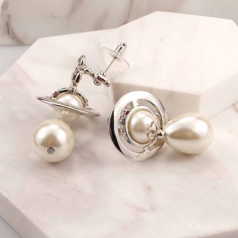 Bông Tai Vivienne West wood Saturn Màu Vàng / Bạc Không Gây Dị Ứng