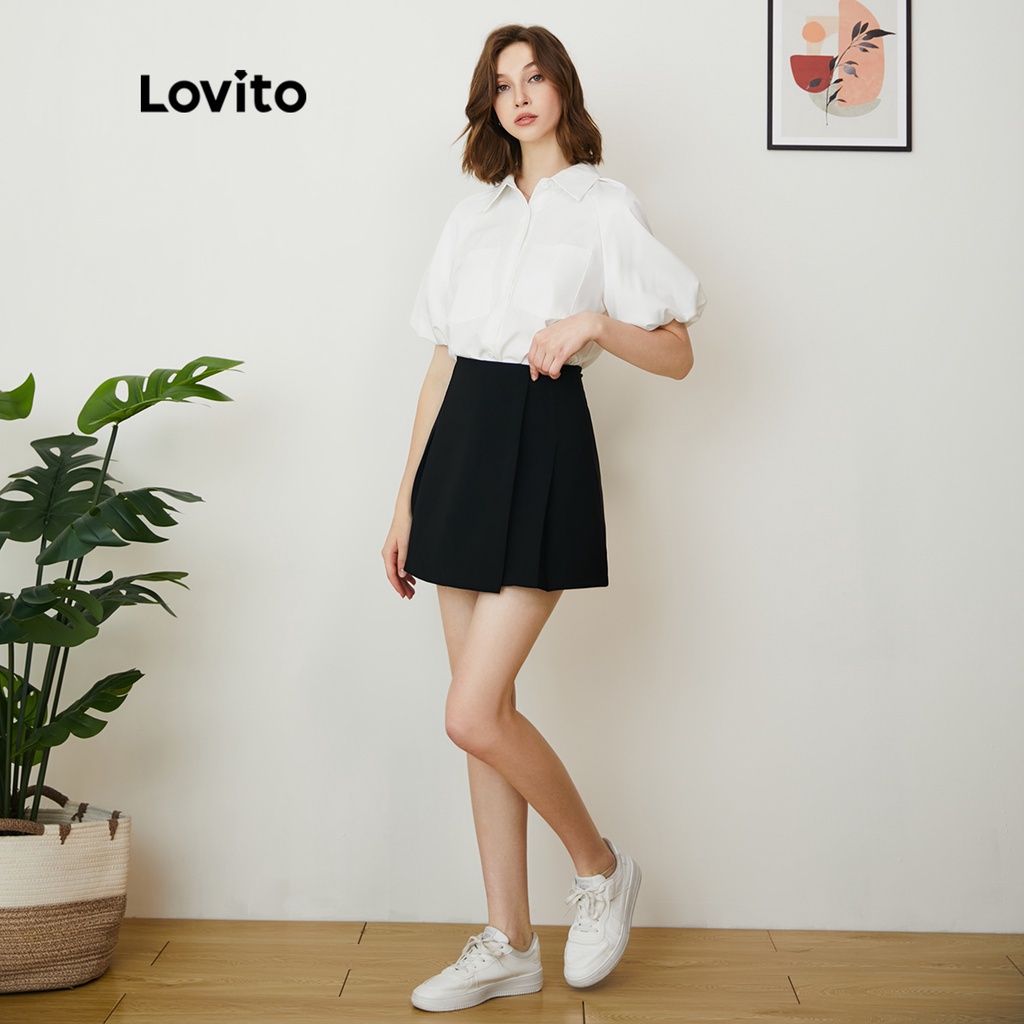 Lovito ĐồNg PhụC ThườNg Xuyên Bishop Tay Áo Cổ Túi L22AD039