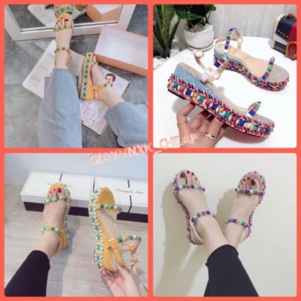 Rẻ Nhất- ( Sales T8 ) [Hàng cao cấp] Giày sandal đế xuồng đinh tán lbt full box 😍 . 2020 new .. .. . . . new11 ⁹ . eͫ