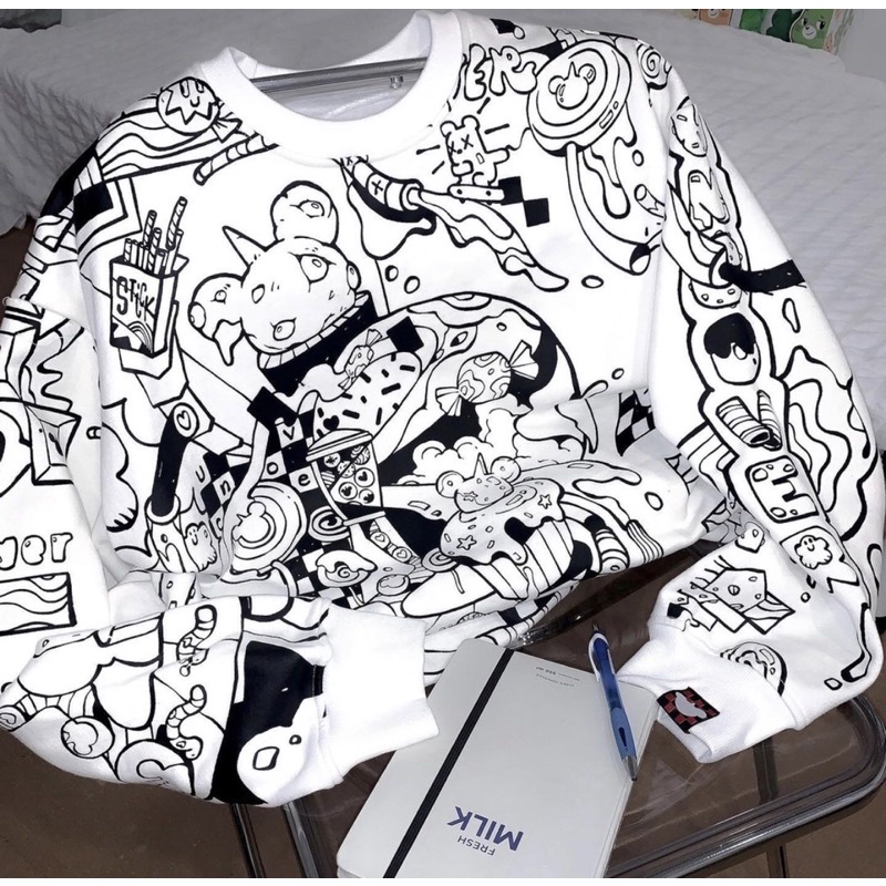 Áo Sweater Uncover Doodles Mặc Siêu Đỉnh Dễ Phối Đồ