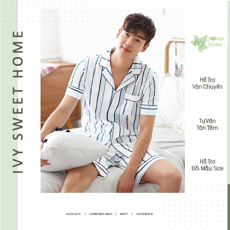 Đồ Bộ Nam Mặc Nhà Hàn Quốc họa tiết kẻ sọc 🍉 IVY308