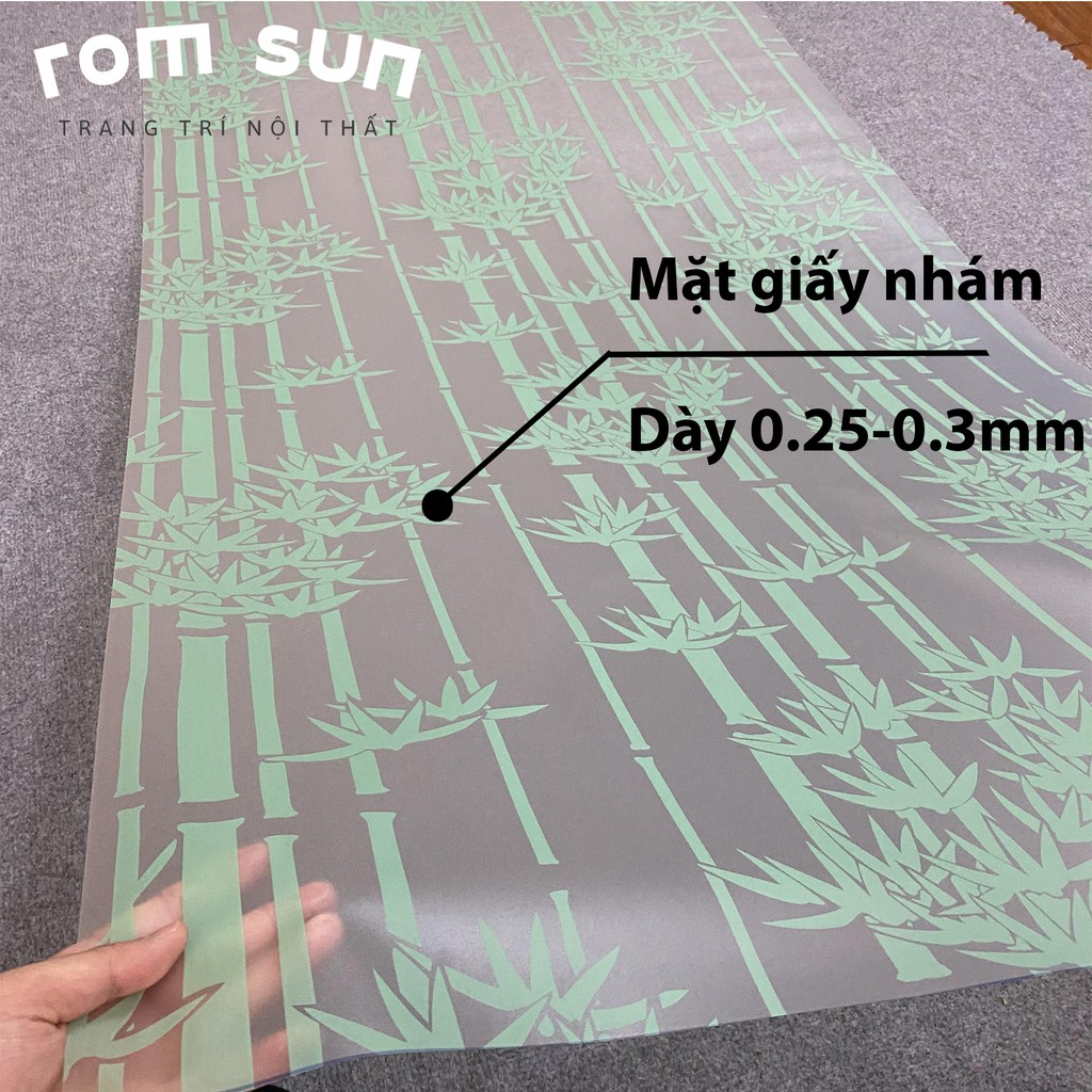 Khổ 90cm | Decal dán kính mờ cửa sổ, giấy dán kính phòng ngủ chống nắng, đề can dán văn phòng cây tre xanh