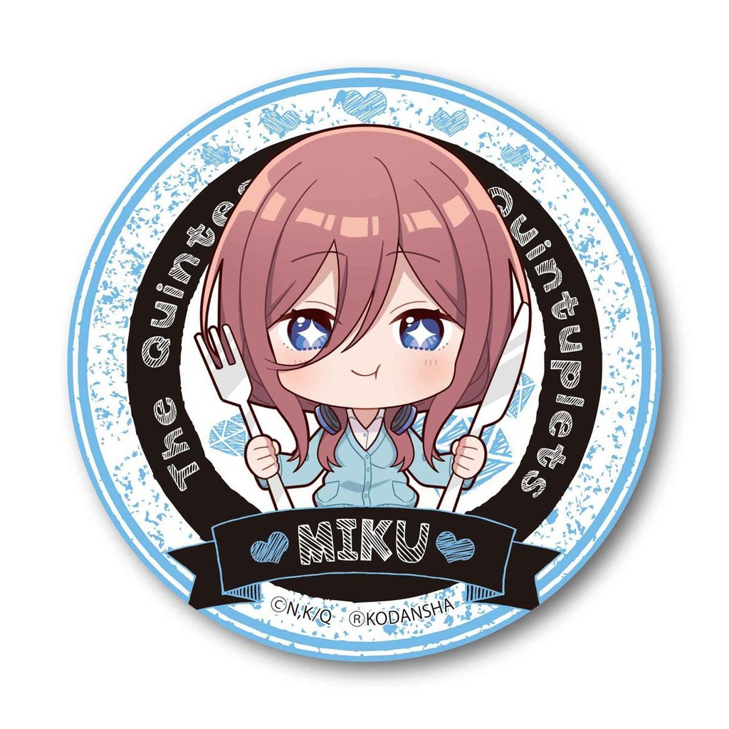 Huy hiệu cài áo IN HÌNH Gotoubun no Hanayome Nhà có 5 nàng dâu ver ăn uống anime chibi dễ thương tiện lợi