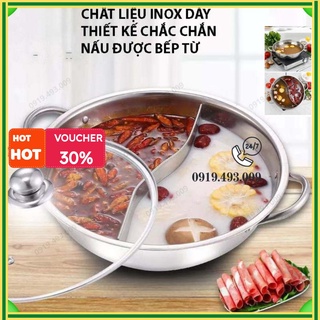 Nồi lẩu 2 ngăn 32cm, và 30cm nấu được bếp từ nhé có nắp kính (ảnh thật)