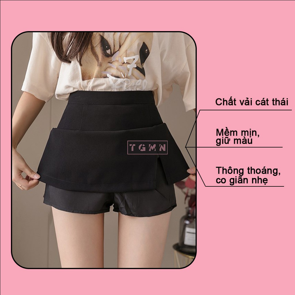 Chân váy ngắn chữ a xẻ trước, Chân váy ngắn công sở xẻ tà có quần trong chống lộ của TGMN | BigBuy360 - bigbuy360.vn