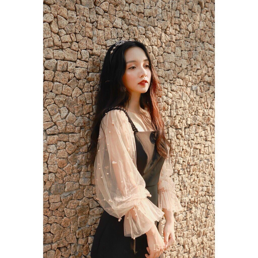 Váy đầm nữ dáng xòe tay lưới dài -LAMASS