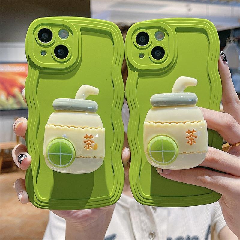 Ốp Điện Thoại Mềm Có Giá Đỡ Hình Sóng Biển Lớn Cho iphone 15 14 13 12 11 pro max 7 8 plus xs max xr se 2020