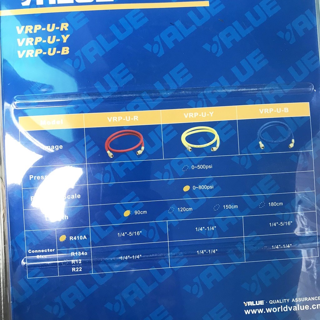 Bộ Dây Gas VALUE Model R410 VRP-U-R/Y/B (1 Bộ = 3 Sợi 90Cm)