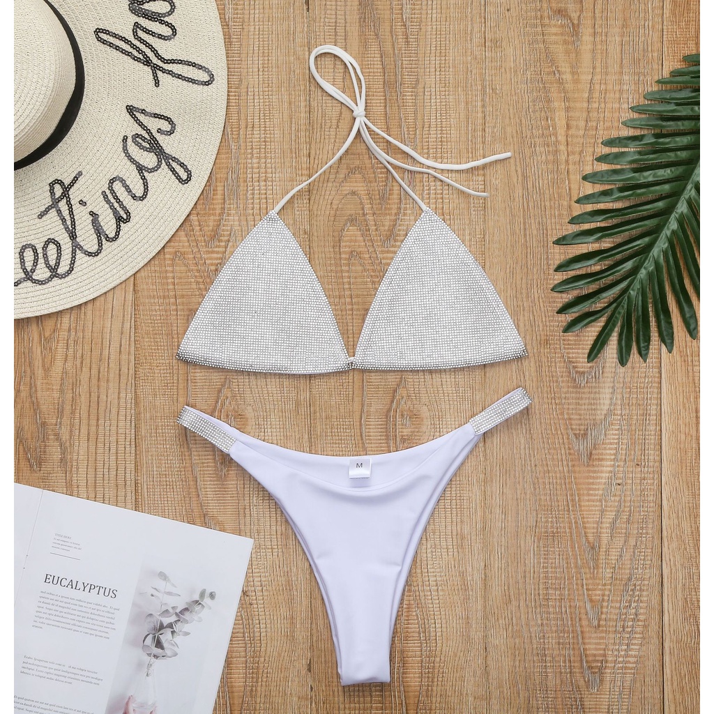Bộ Đồ Bơi Bikini Hai Mảnh Đính Đá Lấp Lánh Sang Trọng Quyến Rũ Dành Cho Nữ