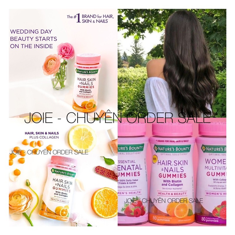 KẸO DẺO MỌC TÓC ĐEP DA NATURE S BOUNTY HAIR, SKIN & NAILS COLLAGEN VỊ CAM 80 VIÊN (date 04/22)