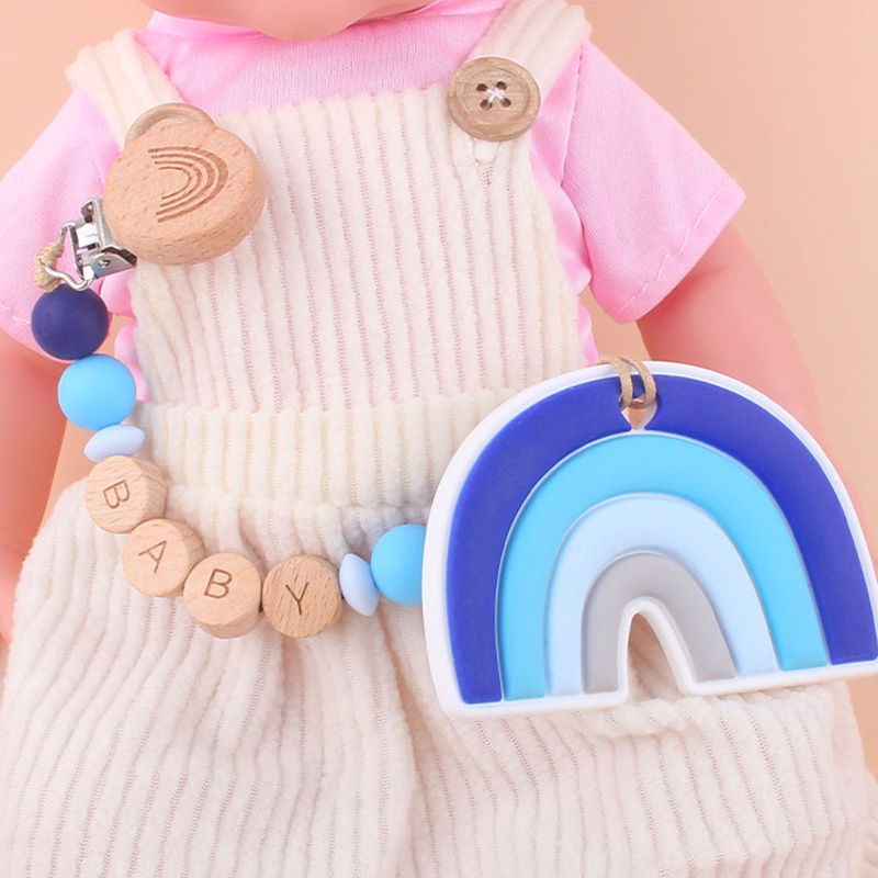 Set 2 Dây Đeo Núm Vú Giả Màu Cầu Vồng Cho Bé Sơ Sinh Giá Đỡ