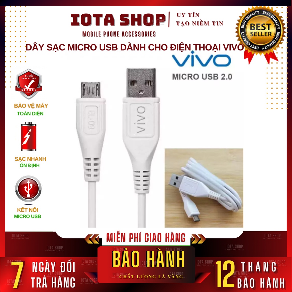 Cáp sạc nhanh Vivo 2A cổng Micro Usb (Trắng)