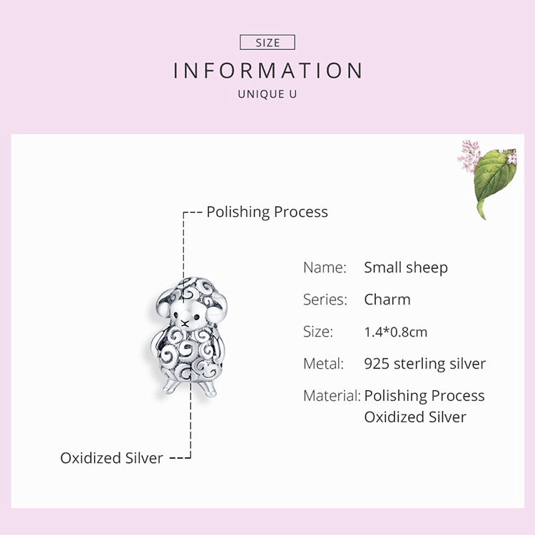 Phụ Kiện Hạt Bamoer BSC187 Bằng Kim Loại Dùng Làm Trang Sức Hình Chú Cừu Con