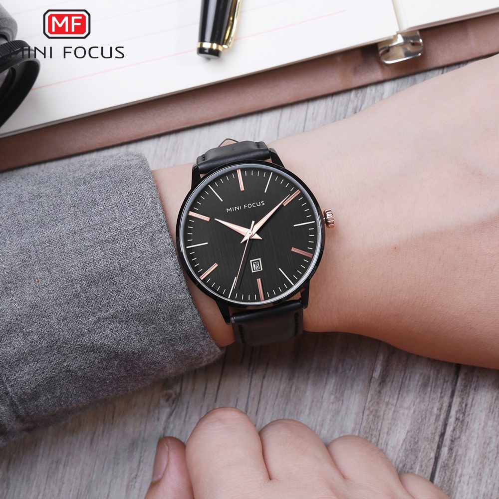 Đồng hồ nam MINI FOCUS MF0115G.03 dây da thật màu đen viền thép không gỉ màu đen 3 kim hàng chính hãng cao cấp Nhật Bản | BigBuy360 - bigbuy360.vn