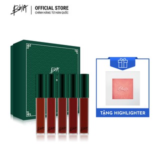 Trọn bộ 5 Son Kem Lì Bbia Last Velvet Lip Tint ASIA EDITION 5g/ thỏi TẶNG highlighter 8g - Bbia Official Store