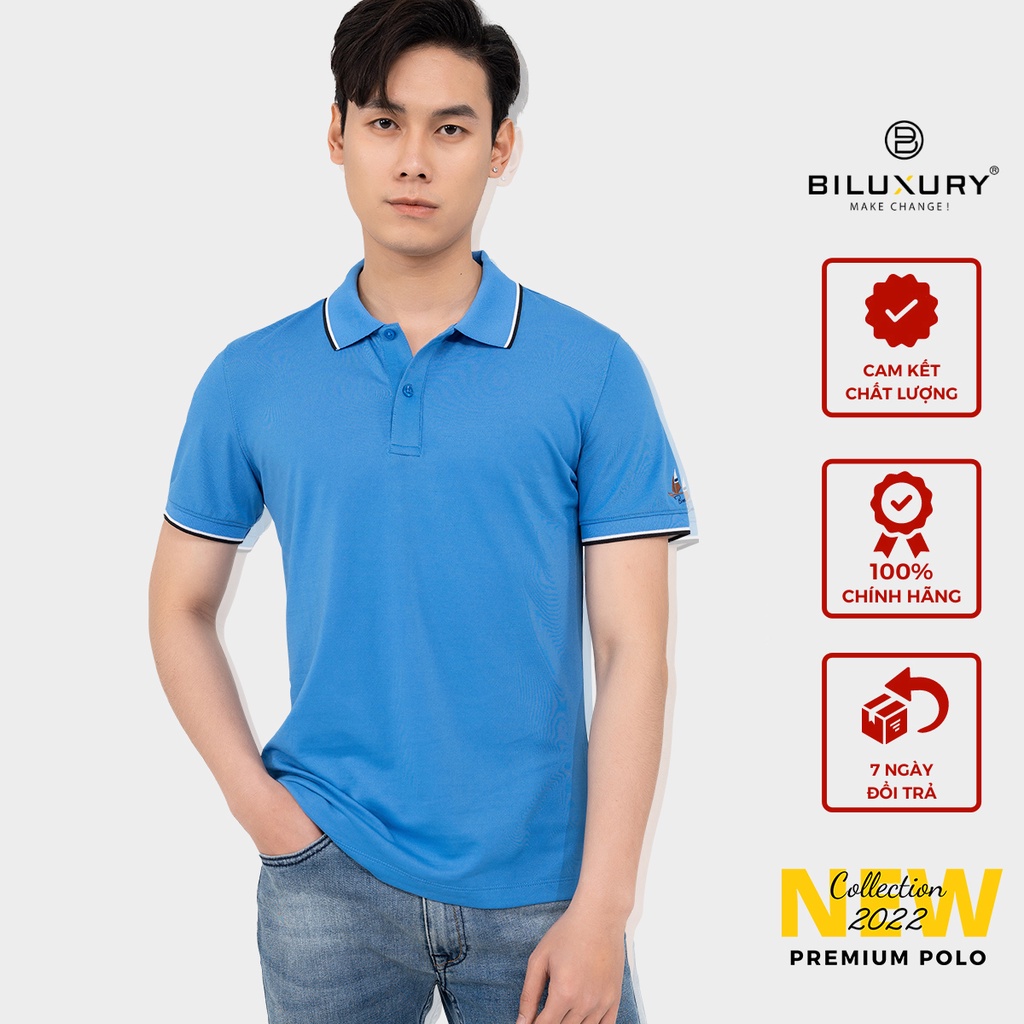 Áo polo nam Biman by Biluxury thun cổ bẻ phối viền trẻ trung lịch lãm vải mềm mịn co giãn 4 chiều 5APCT003XDU