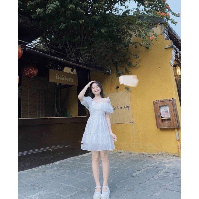 Váy 2 dây buộc nơ vai Vintage Nữ [FREESHIP🌸Đầm dáng ngắn, babydoll bánh bèo tiểu thư Ulzzang sang chảnh Hàn Quốc Maxi