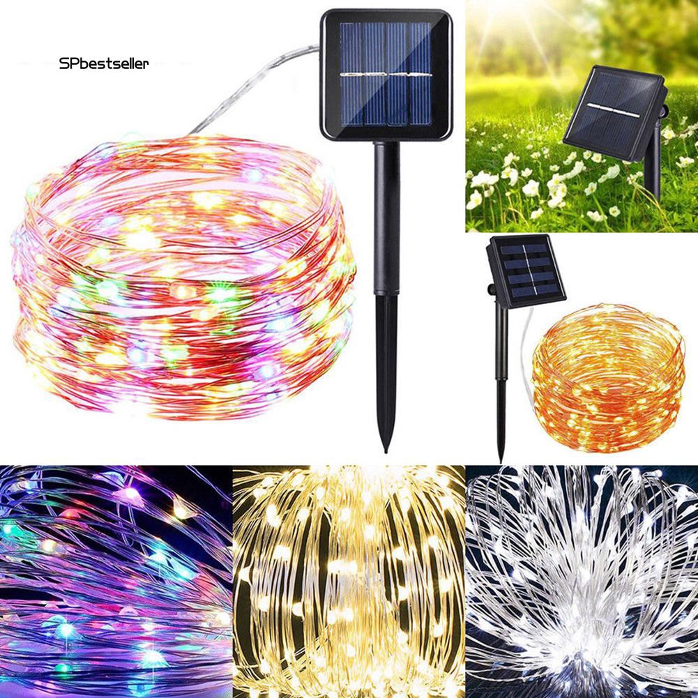 Đèn LED dây đồng 200 bóng dài 20m sử dụng năng lượng mặt trời