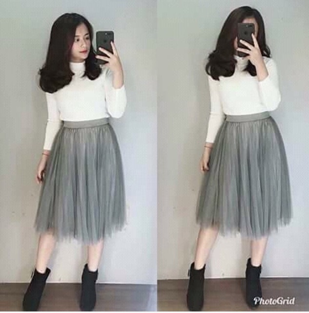 Chân váy ren trơn kèm ảnh thật