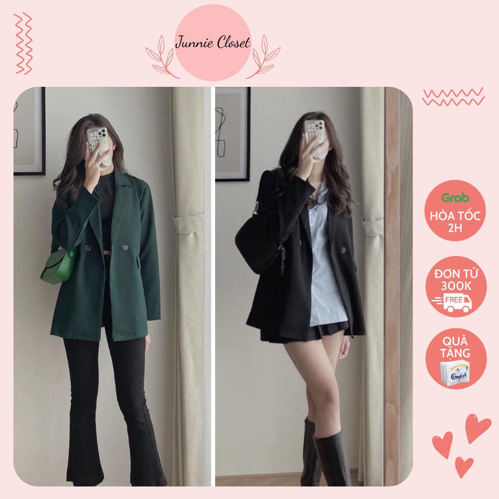 Áo Blazer 1 lớp tay dài màu trơn cho nữ Áo khoác chất tuyết mưa Junnie Closet | WebRaoVat - webraovat.net.vn