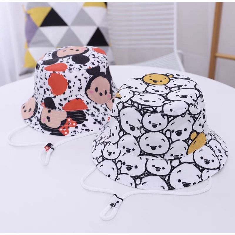 Mũ vành/nón vành cho bé cao cấp hoạ tiết mặt gấu, mickey, chữ cái ms60896