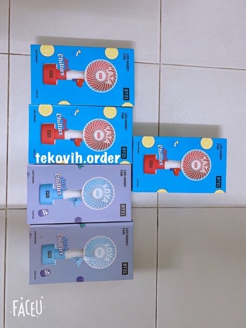 (Sẵn Cooky)[Có video] Quạt handy fan ver 3 BT21 x Royche có đèn LED Official đủ 7 nhân vật {Mua 1 tặng 1} | BigBuy360 - bigbuy360.vn