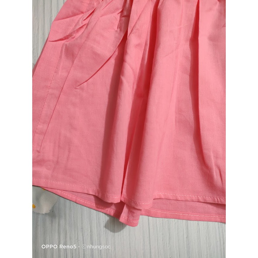 Váy thô mềm hoạ tiết thêu Sapodill cho bé gái màu hồng có cổ