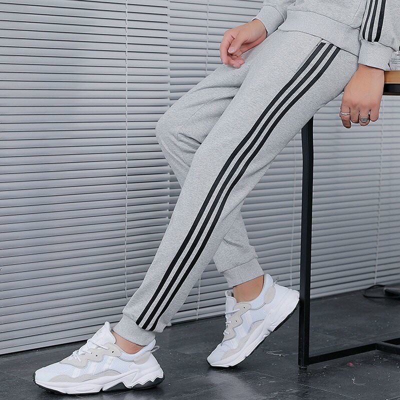 Quần Jogger 3 Sọc Rút Dây - Ống Rộng Thể Thao Unisex Nam Nữ Dáng Ulzzang Ống Bo Lưng Thun vải co dãn ,mềm mịn