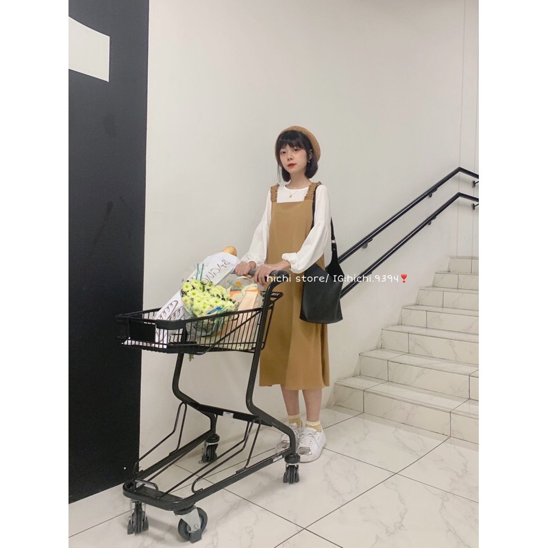 (SẴN + ẢNH THẬT) SÉT VÁY YẾM DÀI ULZZANG PHONG CÁCH HÀN QUỐC 2 MÀU ĐEN VÀ NÂU TÂY | BigBuy360 - bigbuy360.vn