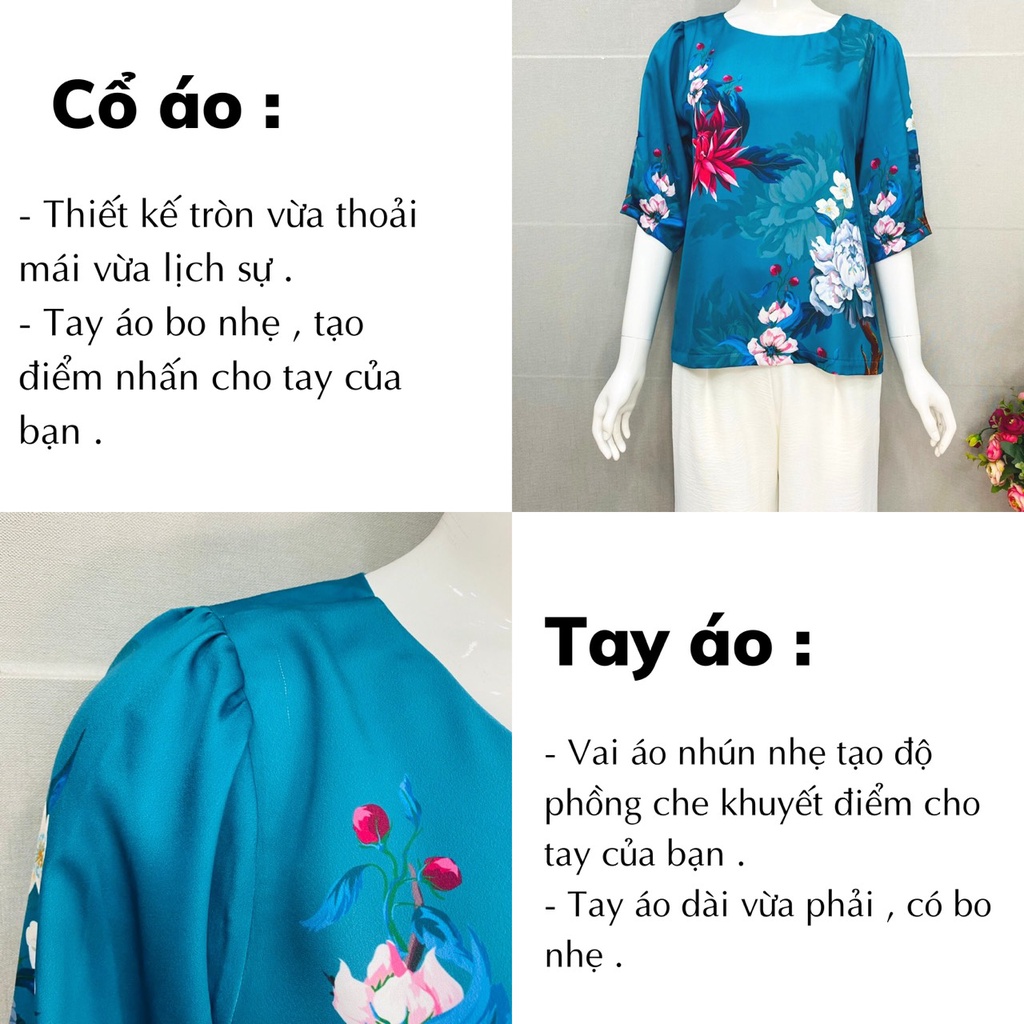 Set bộ trung niên - Áo kiểu , Quần ống rộng cao cấp , trẻ trung , lịch sự - Thời trang Bigsize Cát Tường