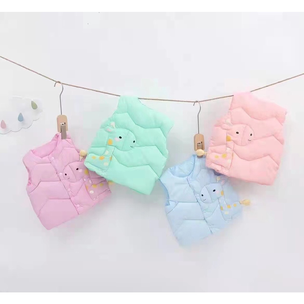 Áo phao gile Quảng châu cho bé trai, bé gái hình hươu cao cổ siêu dễ thương K045