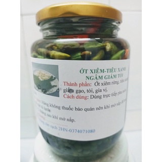 Tiêu xanh và ớt ngâm giấm tỏi xanh lọ thuy tinh 780g