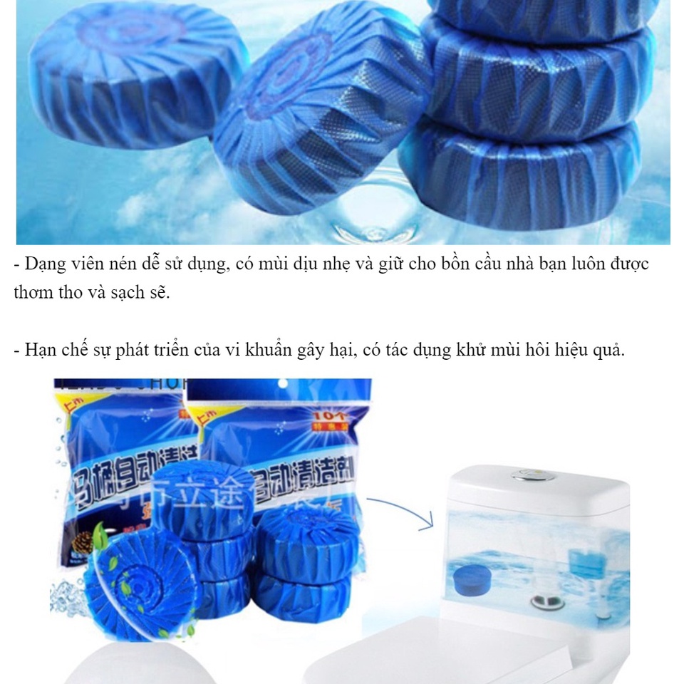 Combo 10 viên thả bồn cầu xanh Hàn Quốc, khử mùi toilet, diệt khuẩn thơm hương hoa tự nhiên.