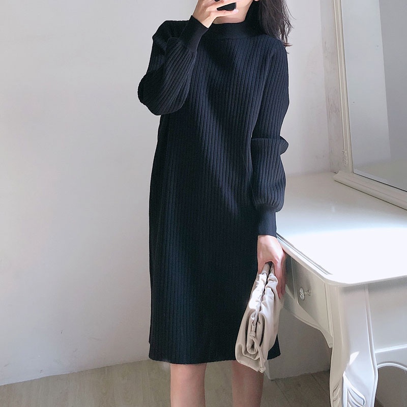 Váy Len Tăm Dáng Suông Dáng Dài Chất Co Giãn Thoải Mái Ulzzang Hàn LICA V07