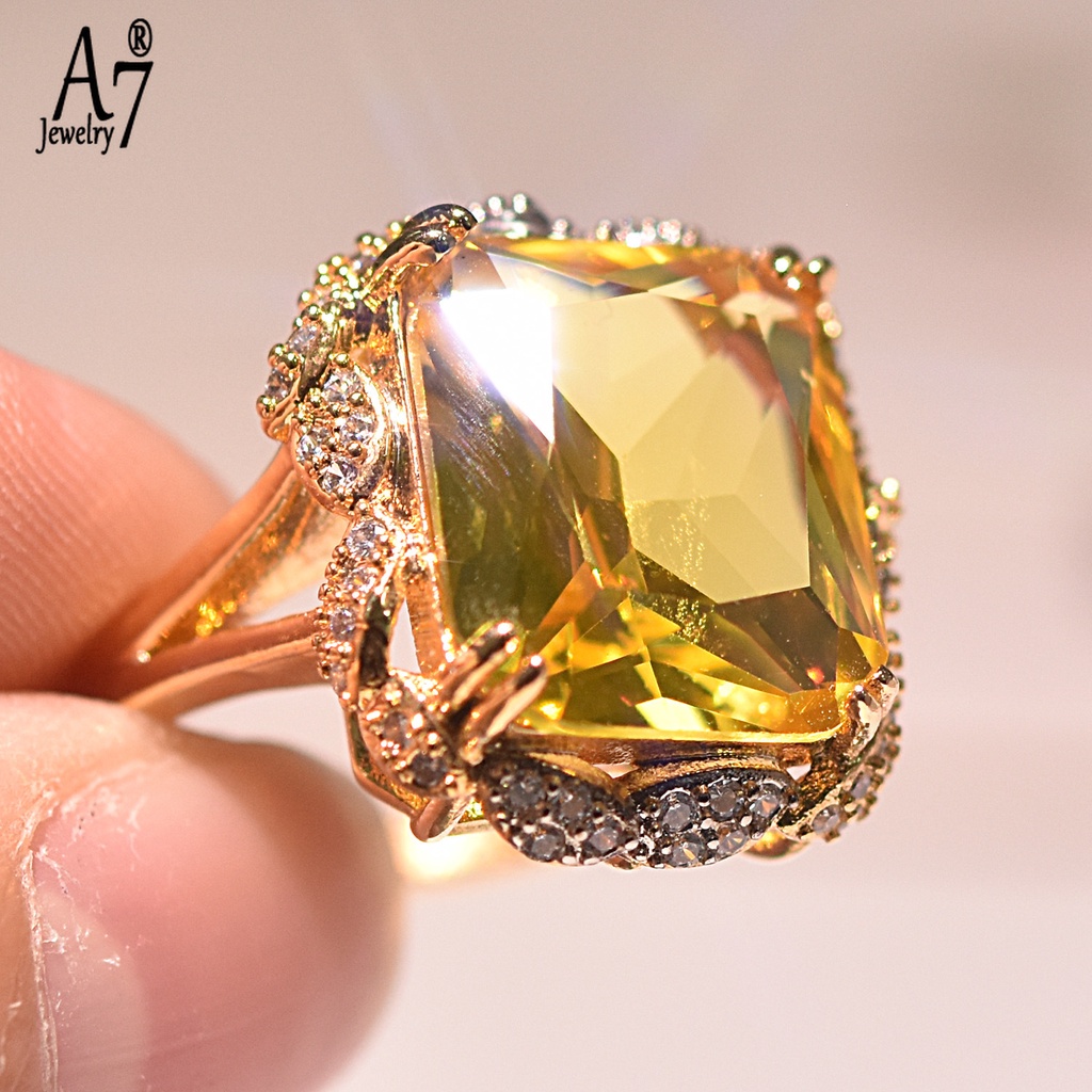 Nhẫn mạ vàng 18K đính đá sâm panh hai tông màu S925