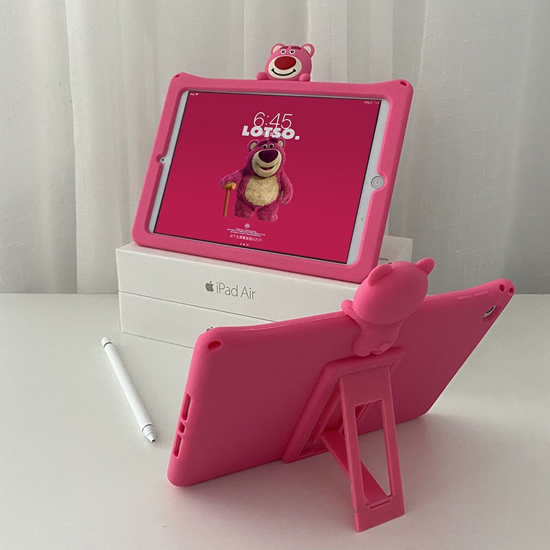 Ốp Máy Tính Bảng Silicon Chống Sốc Hình Gấu Dâu Tây 34 cm Cho iPad air3 Apple Tablet 4 mini5