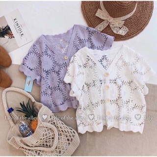 Cardigan len hoa