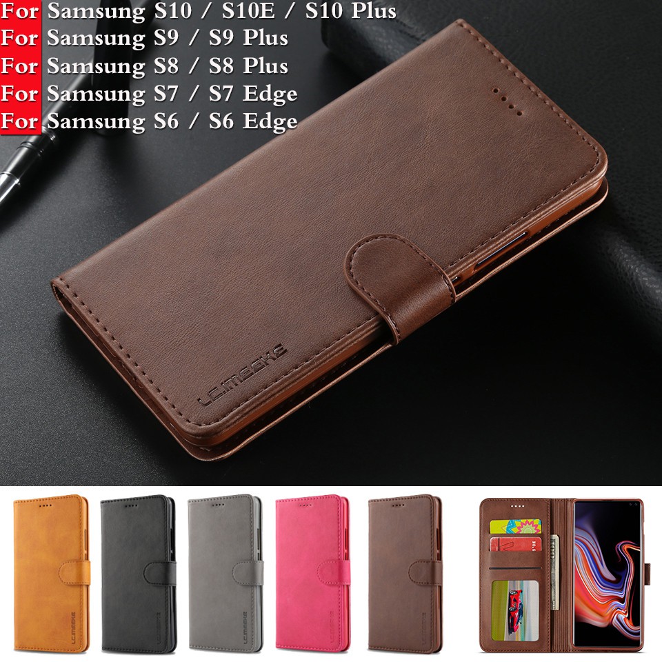 Ốp lưng da PU kèm ngăn đựng thẻ dành cho điện thoại Samsung Galaxy S6 S6edge S7 S8 S9+ S7edge | BigBuy360 - bigbuy360.vn