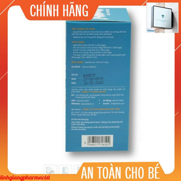 (toa bác sĩ) siro cảm ho AN NHI chai 100ml giảm cảm, ho hiệu quả an toàn( dùng được cho phụ nữ có thai,cho con bú