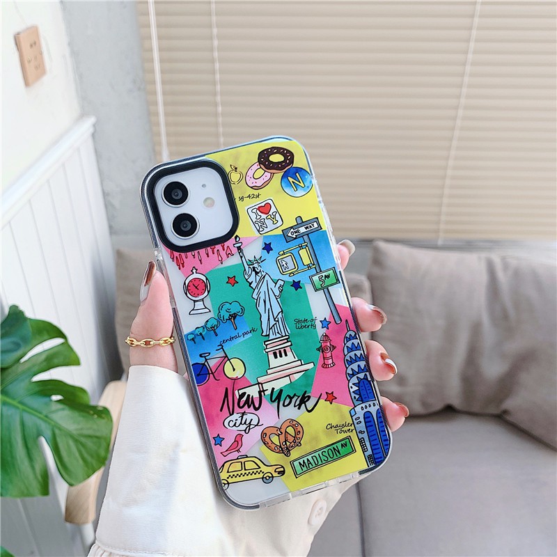 IPhone 11 Pro Max / iPhone12 / iPhone X / iPhone 7 Plus / iPhone 8 / iPhone 6 Traveling Around the World Case Soft TPU Mobile Phone Drop Case Two Color