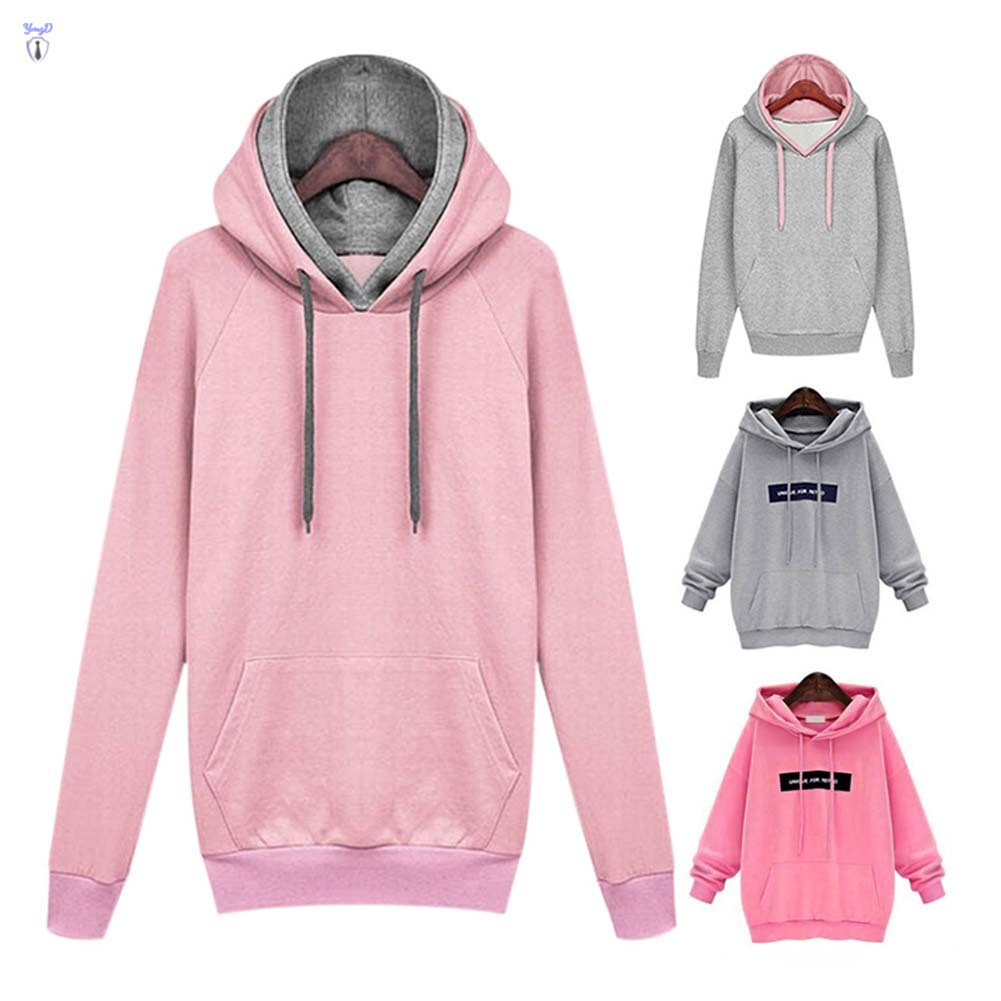 YI Fashion New Autumn Winter Women Casual Solid Hoodies Hooded Sweatshirts Pockets Pullovers Tops @VN