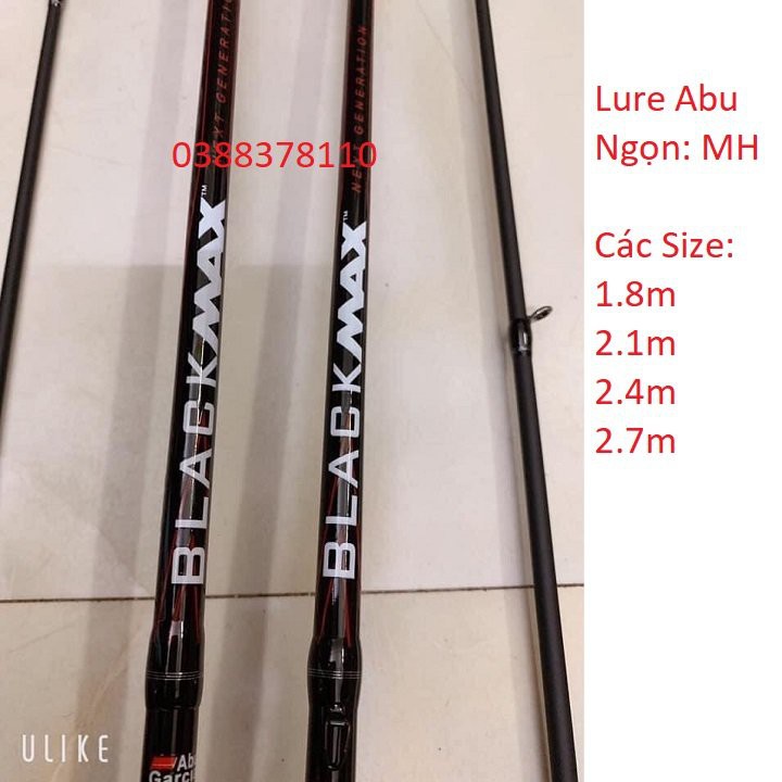 Cần Lure 2 Khúc Abu Black Max Ngọn MH, Câu Lure Mồi Giả, Câu Lóc