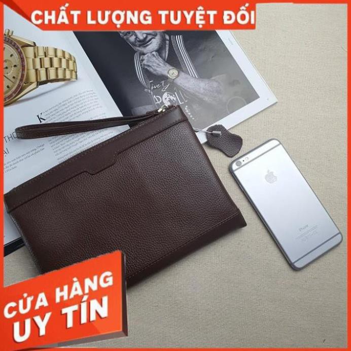 Ví da nam Clutch da bò vân mill, handmade được chế tác thủ công, độ bền cao,