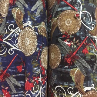Vải linen bột hoạ tiết chuồn chuồn ớt 65k/m