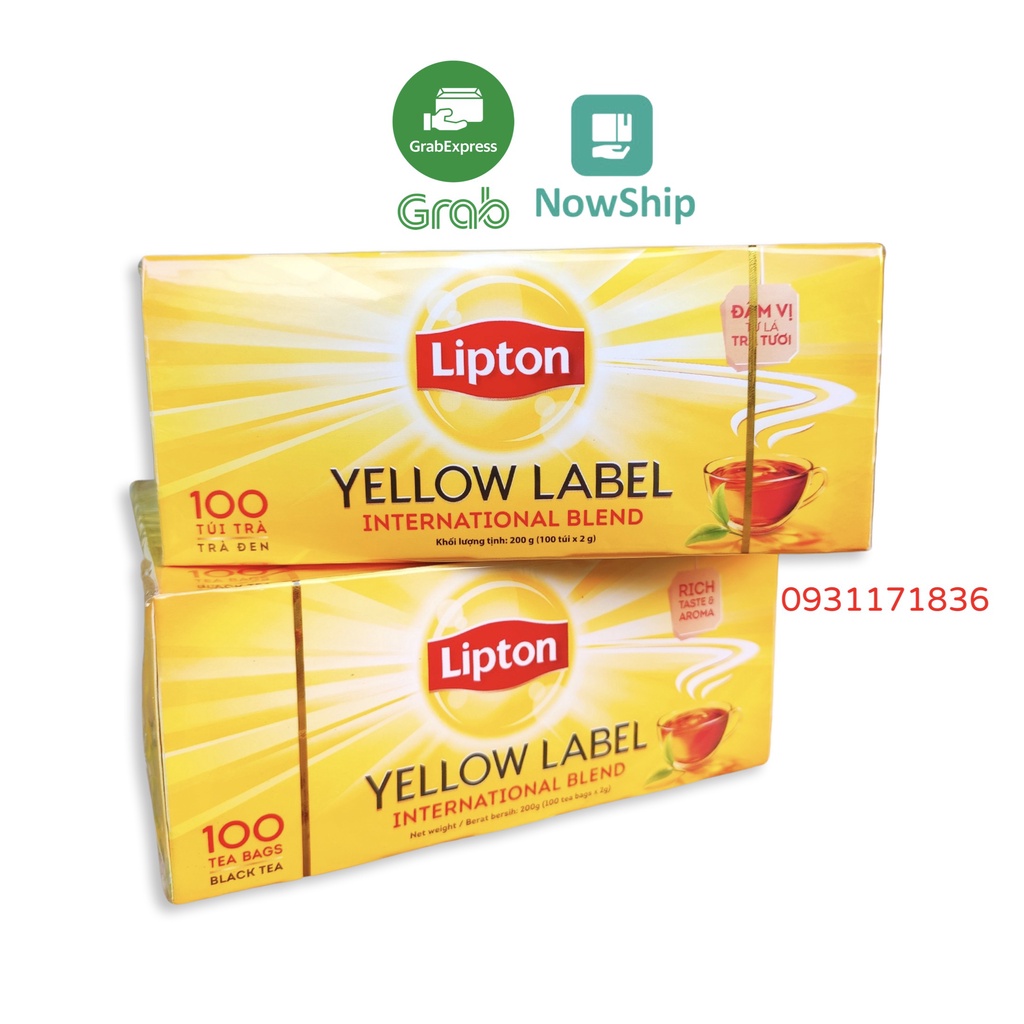 [Hoả Tốc] Trà Lipton túi lọc Yellow Label Tea 100 gói 200g Nhãn Vàng