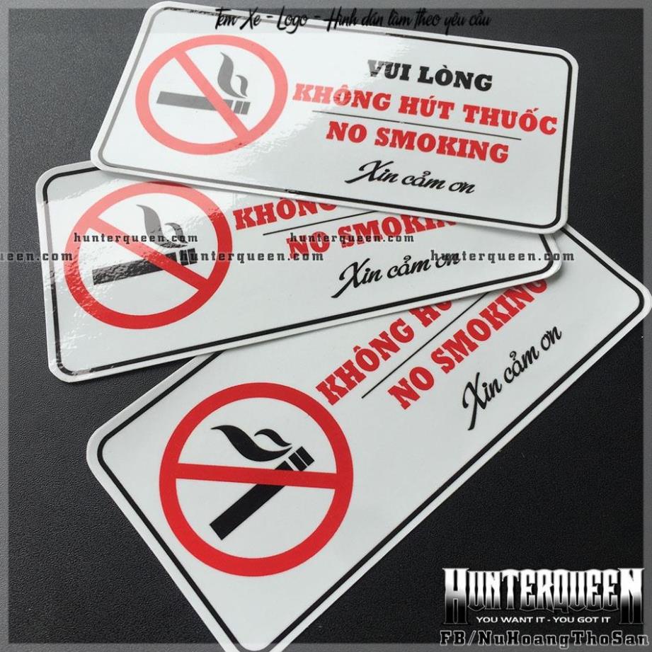 Vui Lòng Không Hút Thuốc. Biển Decal logo nhãn dán chống nước [HOT]