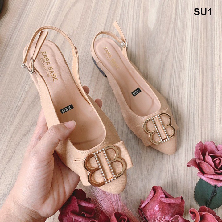 Giày sục da mềm đính khóa mũi nhọn - SU1