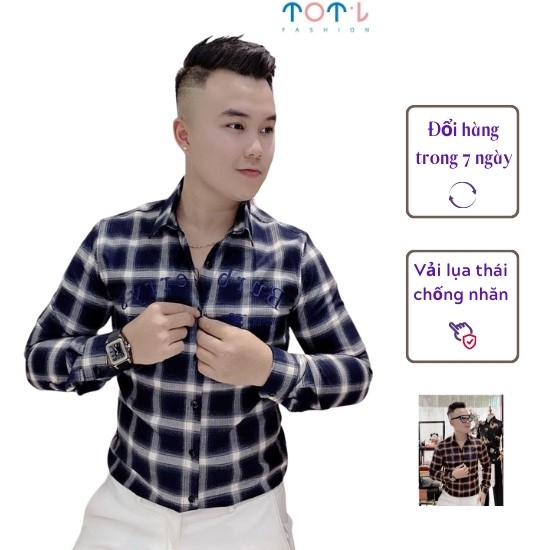 Áo Sơ Mi Nam, Dài Tay Caro , Kiểu Hàn Quốc (Mã: SMN78), Chất Lụa Phong Cách Sành Điệu, Lịch Lãm