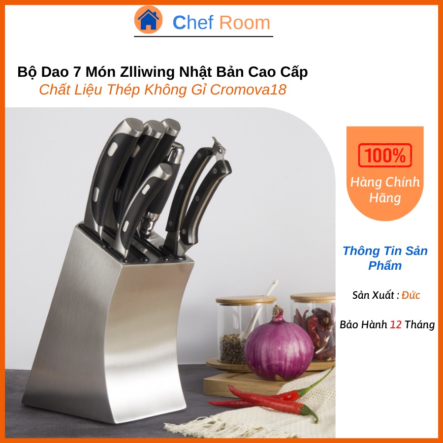 Bộ Dao Bếp 7 Món Zwilling Đức Cao Cấp Chất Liệu Thép Không Gỉ Nguyên Khối Chống Dính An Toàn
